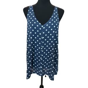 New ~ SPLENDID ~  V Neck Sleeveless Polka Dot Tank Top Size XL VISCOSE